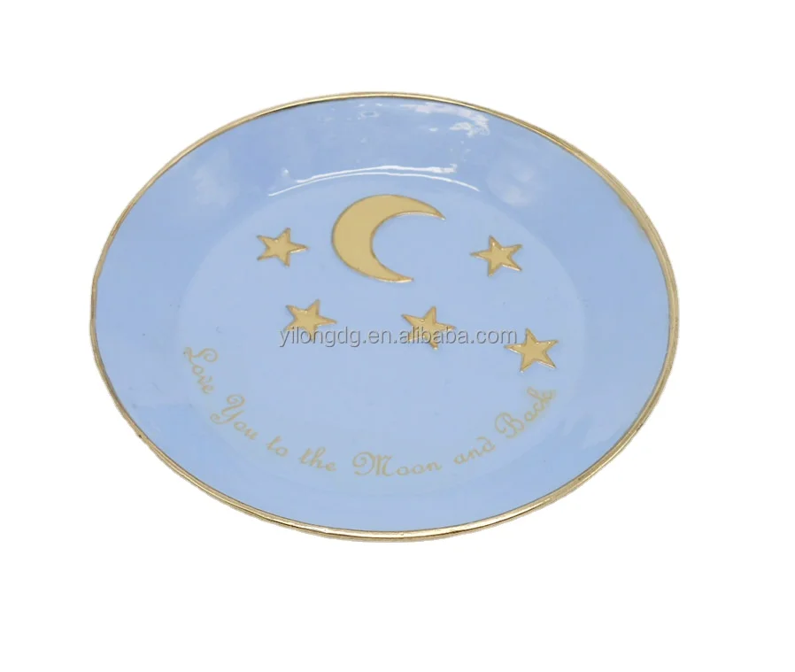 round ring dish with moon and star decoration