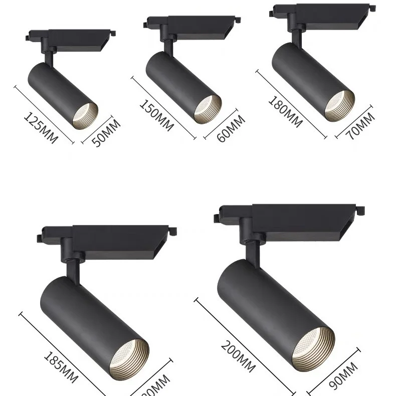 Anti Glare Adjustable DALI Dimmable 4 Wire Magnetic Rail Spotlight 7w 9w 12w 15w LED Track Light