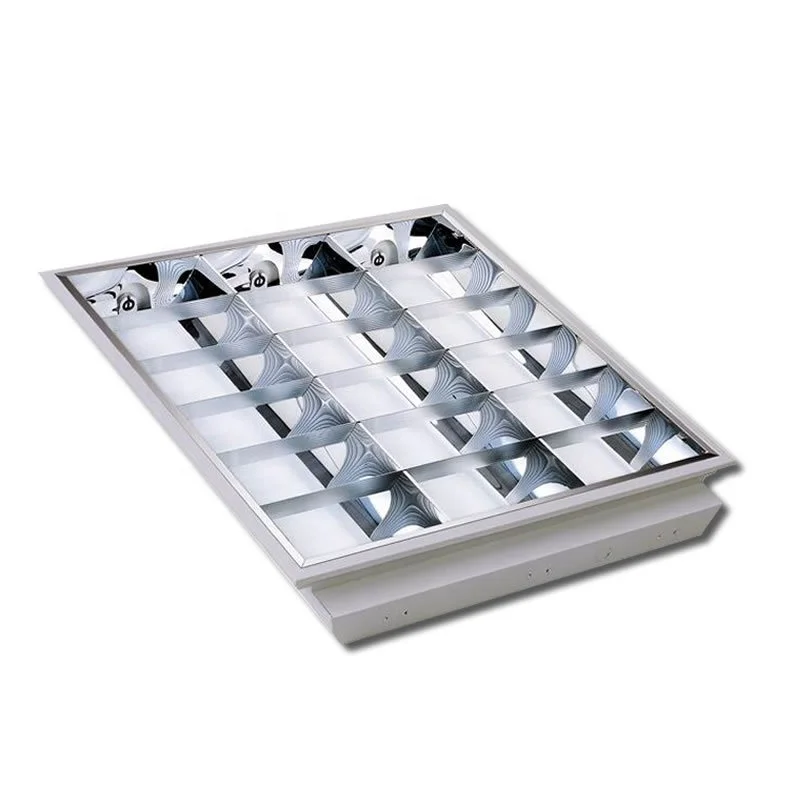 Indoor Grille Lighting Fixture 12v 48w V Type 2x2ft 4ft 2x18w 2x36w 3x18w 3x20w T8 Fluorescent Panel Light