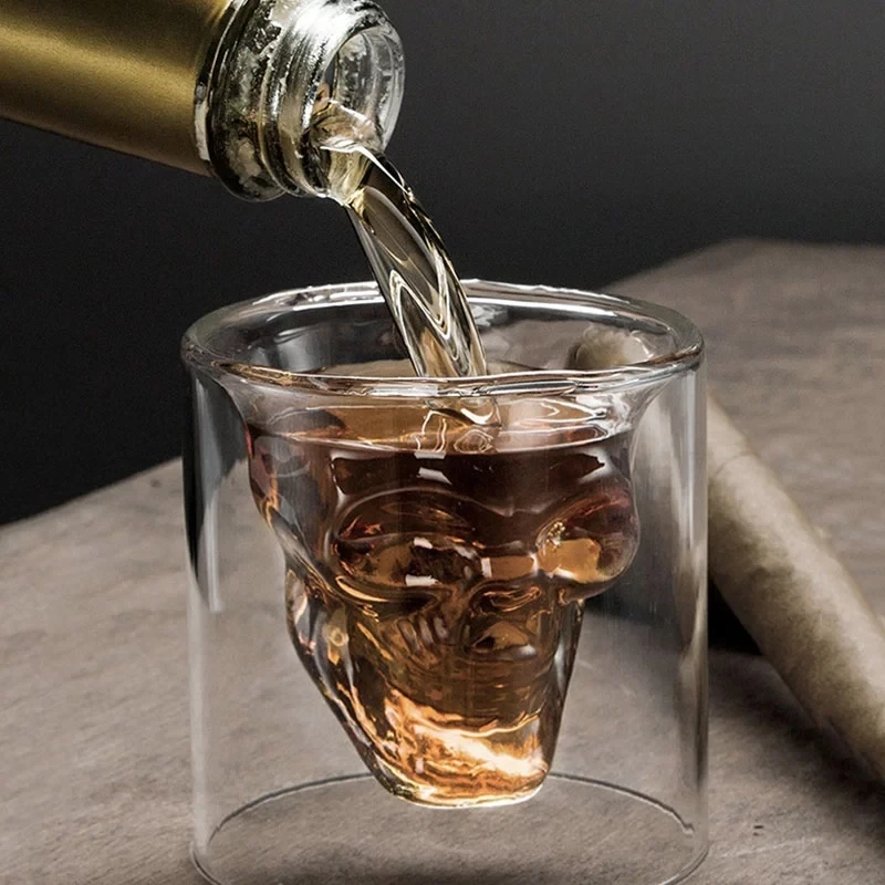 
Coffee Mug Double-Layered Transparent Crystal Head Glass Cup For Household Whiskey Wine Vodka Bar Club Beer Wine Glass 