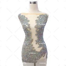 New wholesale rhinestone bodice  applique crystal panel  wedding evening party bridal dress patch