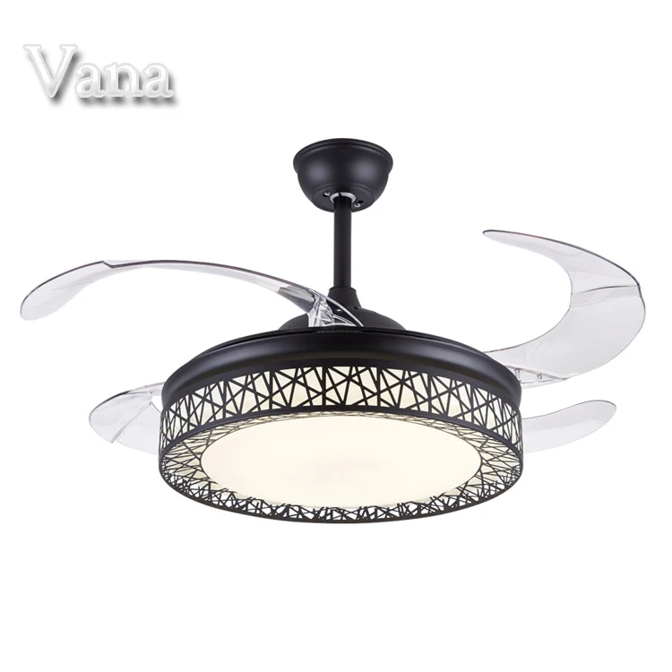 Fan Light Ceiling Price and Good Quality Ceiling Fans with Lights Remote Control Foldable Blade Caged LED Ceiling Fan Price