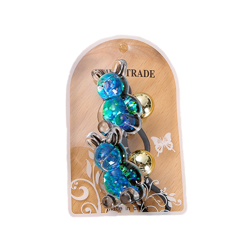 24PCS/box New Raccoon Rhinestone Elastic Hairband Ponytail Head Rope Diamond Hairband Rubber Band Ladies Hair Rope Wholesale