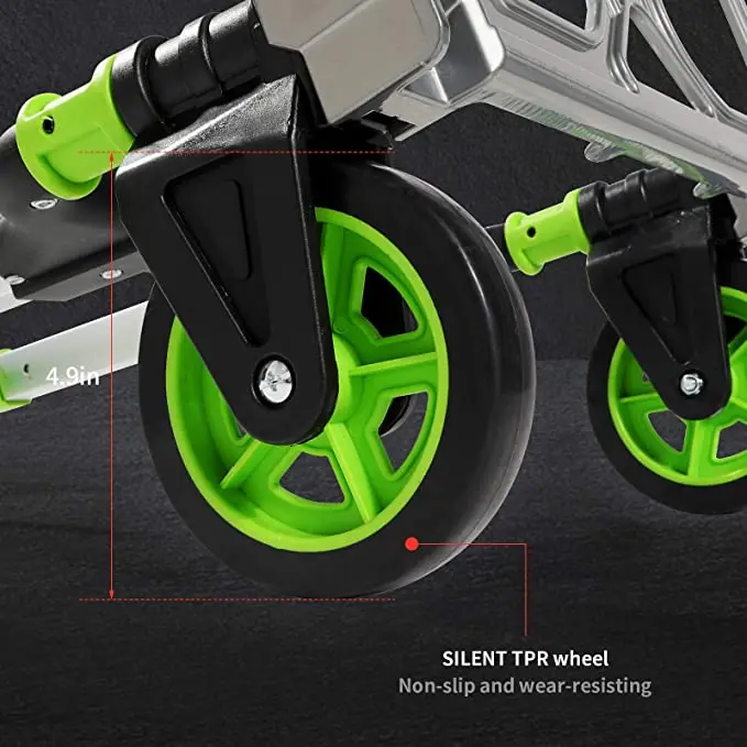 Portable Metal Dolly Foldable Hand Truck Aluminum Luggage Handcart Trolley Cart with Telescoping Handle Stair Climbing Handcart