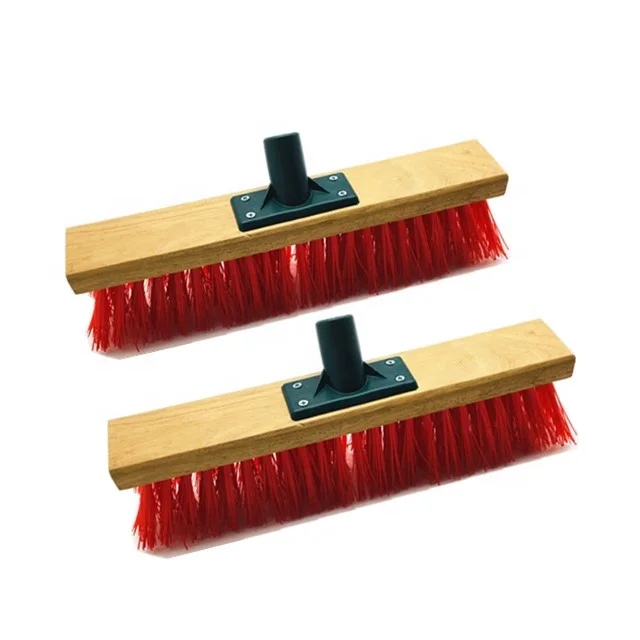 Wooden Block Stiff Bristle Garden Sweeping Brush Outdoor Broom Head Floor Push Broom