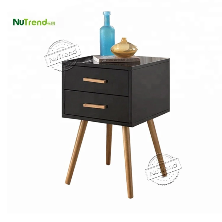 Nordic Solid Wood Modern Bedroom Nightstands 2 Drawers Mid Century Living Room Sofa End Couch Bed Side Table