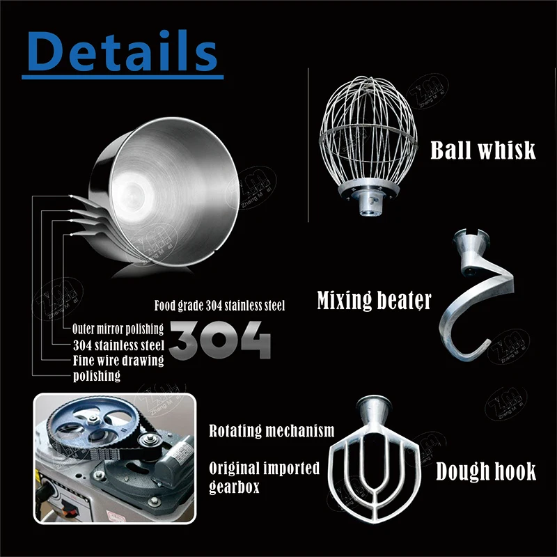 Commercial 20L 220V 380V Food Mixer Home Kitchen Appliances Multifunction Cream Egg Dough Stand Food Grade Mixer