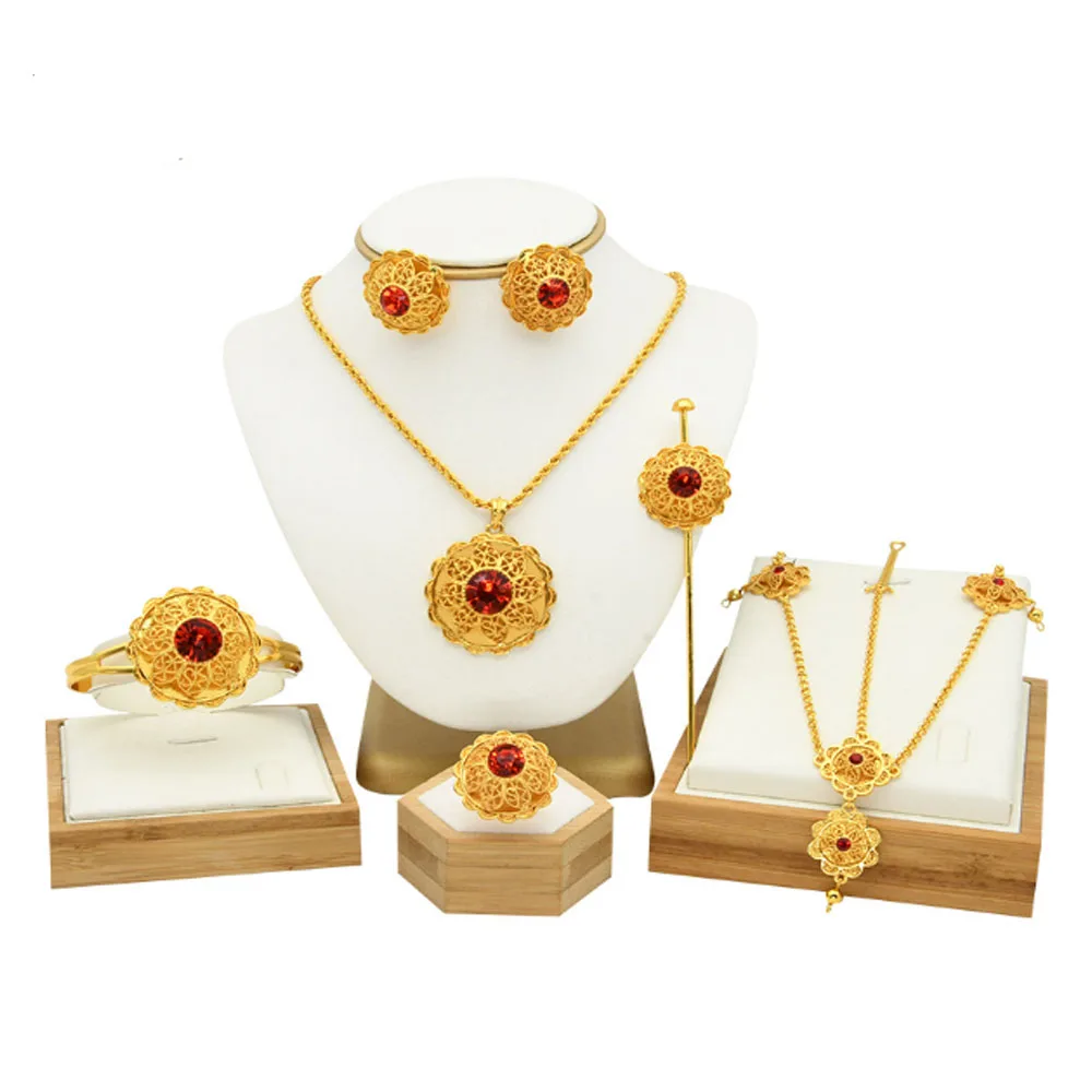 ethiopian traditional traditional wedding habesha 24k gold plated jewelry statement necklace bracelet earring headwear pack
