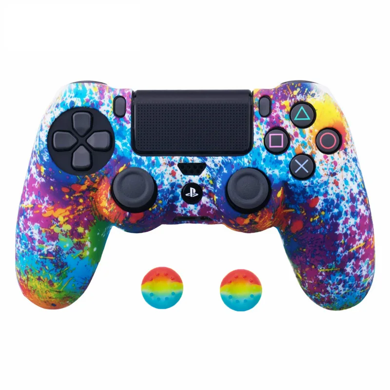 
For Sony Dualshock 4 PS4 DS4 Slim Pro Controller Silicone Camo Case Protective Skin + Thumb Grip for Play Station 4 
