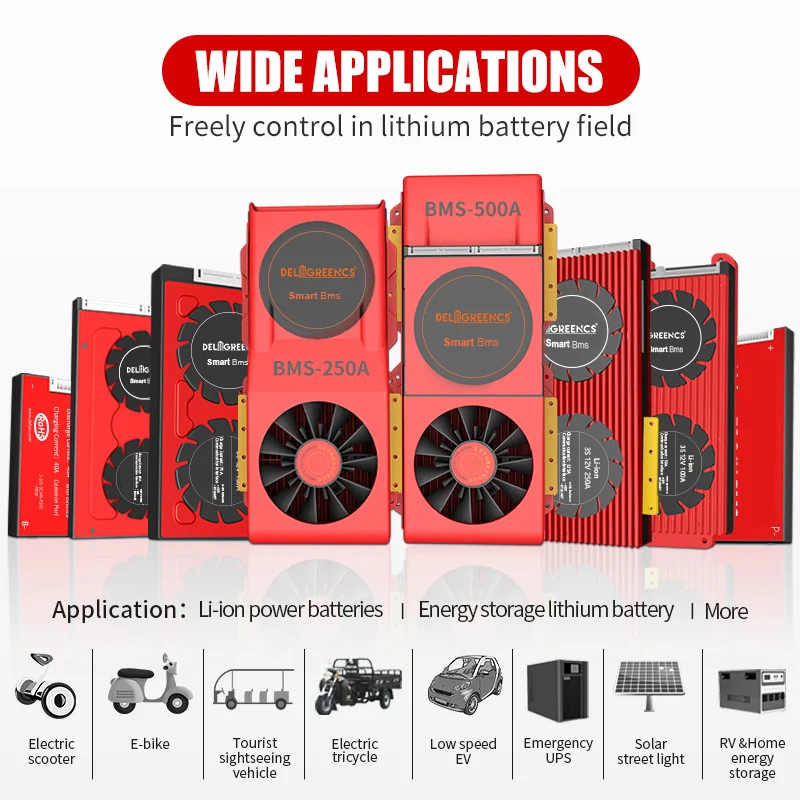 Batteryqueen lifepo4 bms с вентилятором 4S 12V Lifepo4 плата защиты батареи 150A 200A 250A RS485 приложение PC Электрический