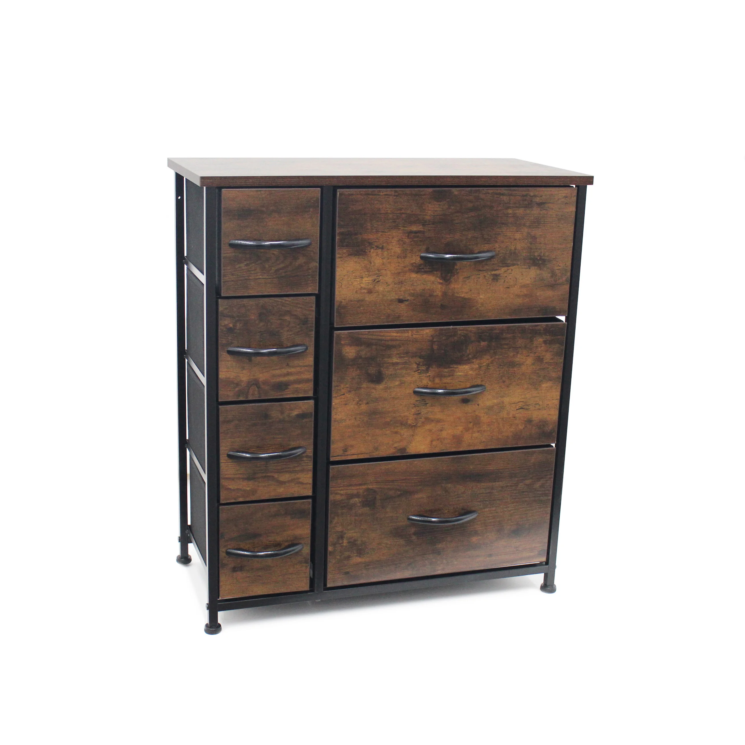 Custom rustic style living room furniture fabric brown mdf storage chest drawer cabinet dresser