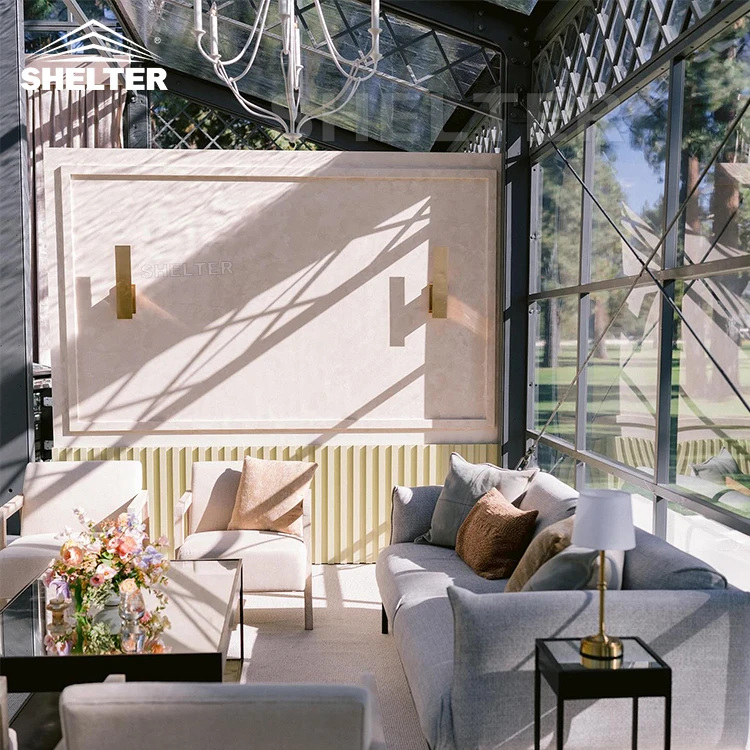 Outdoor Luxury Large Church temporary structure Orangery Glass Tent for Events Wedding Party