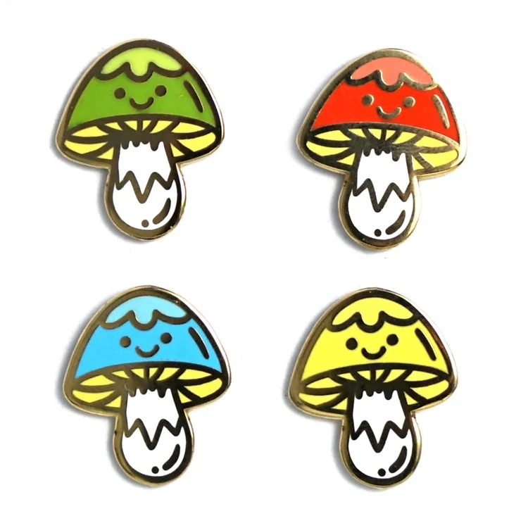 Westar Pin Maker Custom Metal Cute Mushroom Lovely Different Set Lapel Pin Badge Black Nickel Plating Hard Enamel Pin