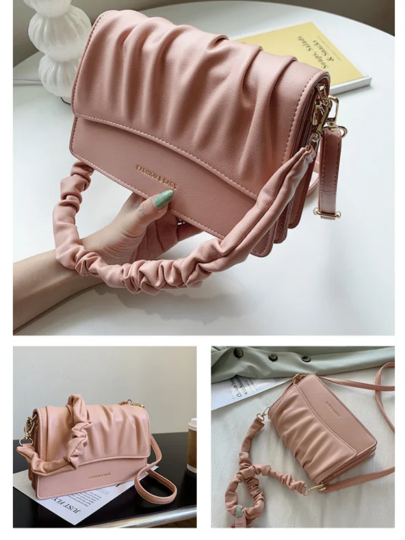 Fashionable ladies crossbody bag wholesale plicated pu leather chain shoulder bag for woman
