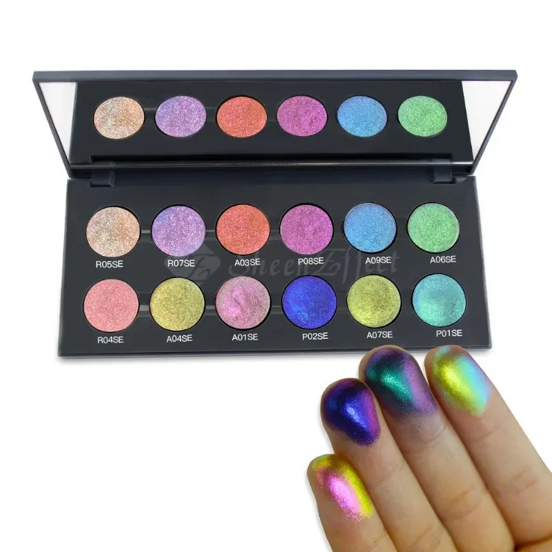 Glitter iridescent high end makeup expensive organic makeup eyeshadow palette private label
