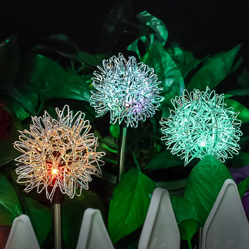 Factory Wholesale LED Flower Dandelion Multicolor Waterproof Stainless Steel Landscape Pathway Yard Flower Garden Lawn Lights