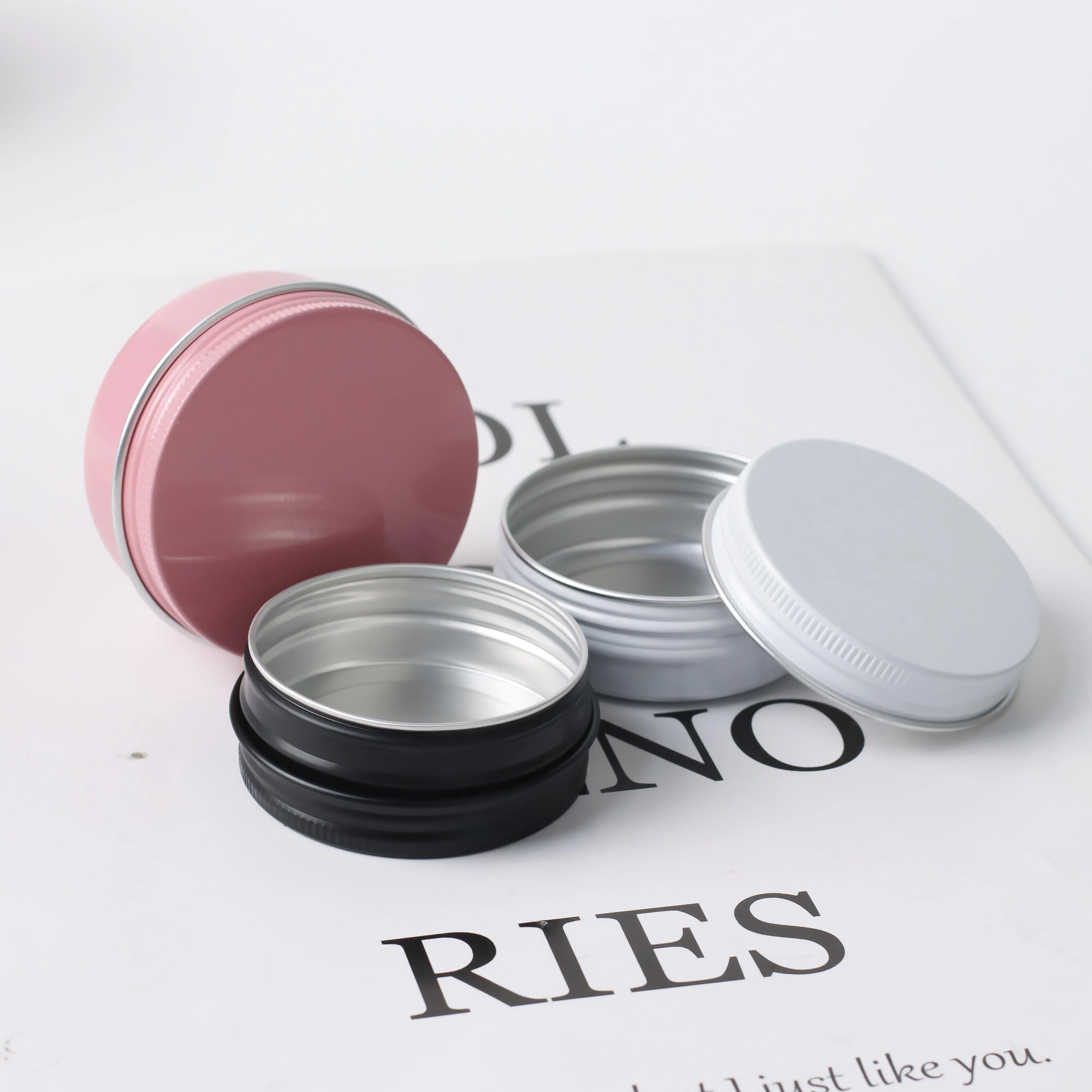 Custom color travel round shape aluminum lip balm jar solid shampoo soap bar tin