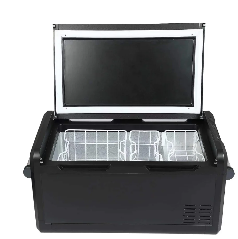 100L новый дизайн двойной зоны постоянного тока 12 В 24 портативный холодильник с морозильной камерой компрессорной системой охлаждения
