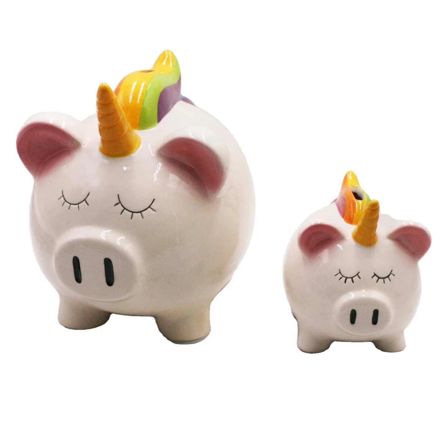 Personalized Cheap Custom Painting Ceramic unicorn Piggy Bank