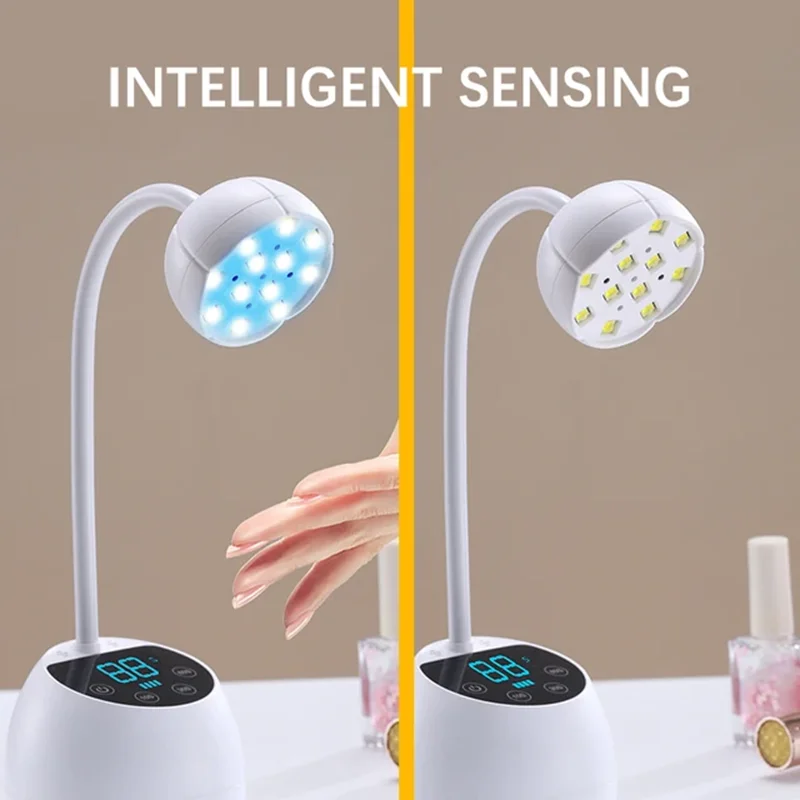 Ultraviolet Flexible Desk USB Gel Polish Table Nail Lamp arm Bendable 36W 12Leds LCD screen Wireless Mini UV LED Light Dryer