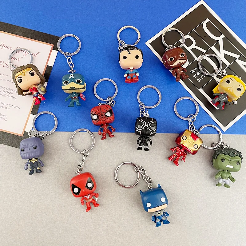Cheap hot bobble head marvel model toys my hero action figure  Keychain Vinyl Action Figure Toys gift doll gift Keyring