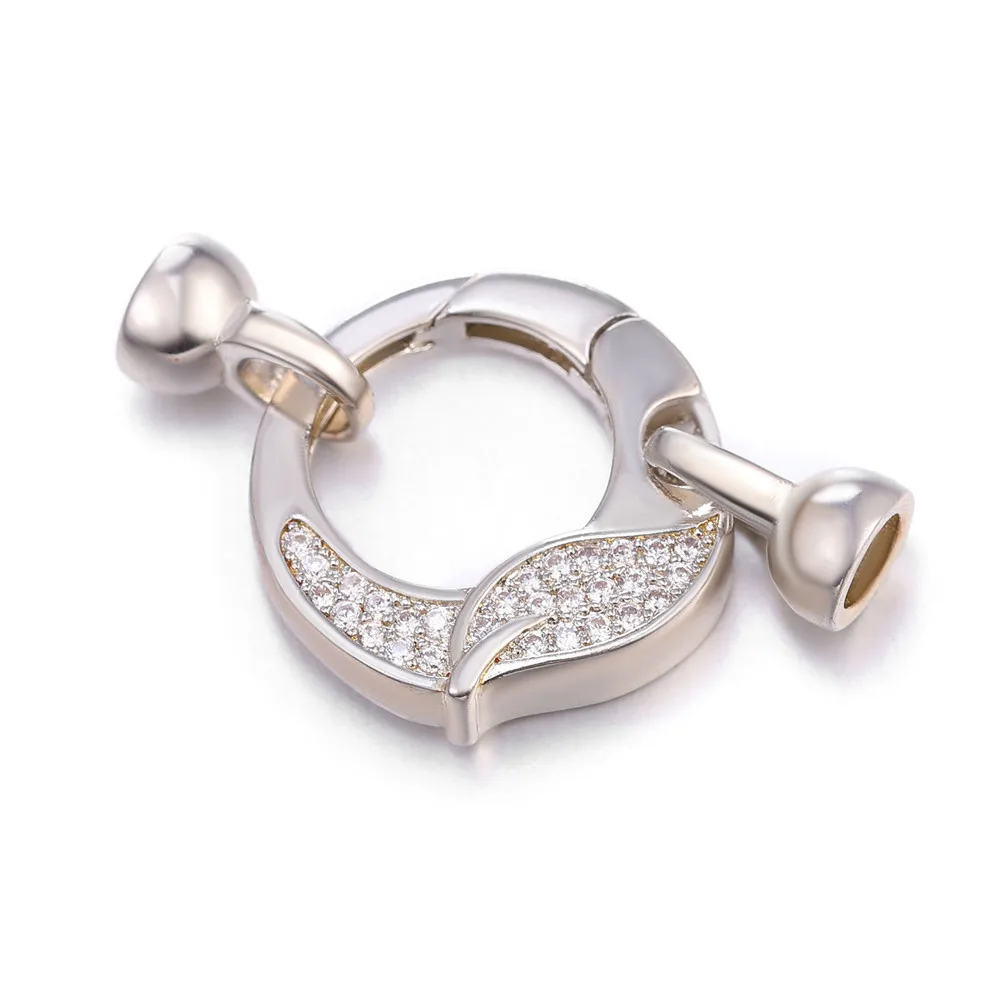 Diy Jewelry Accessories Double Side Connectors Zirconiz Rhinestone Leaf  Round Lobster Clasp