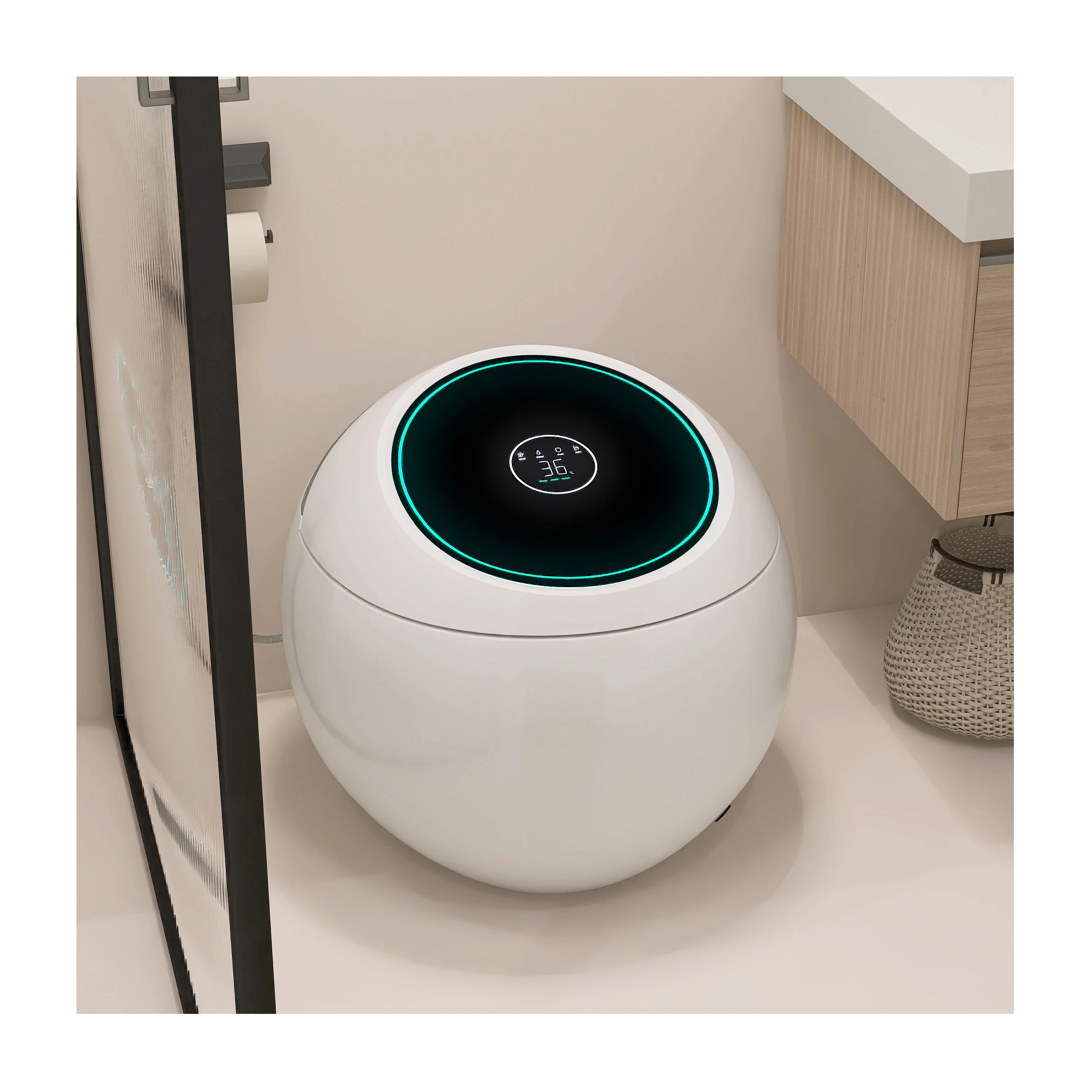 New Design Egg Shape Intelligent Automatic Operation Flushing Toilet Bowl Bathroom WC Ceramic Smart Toilet