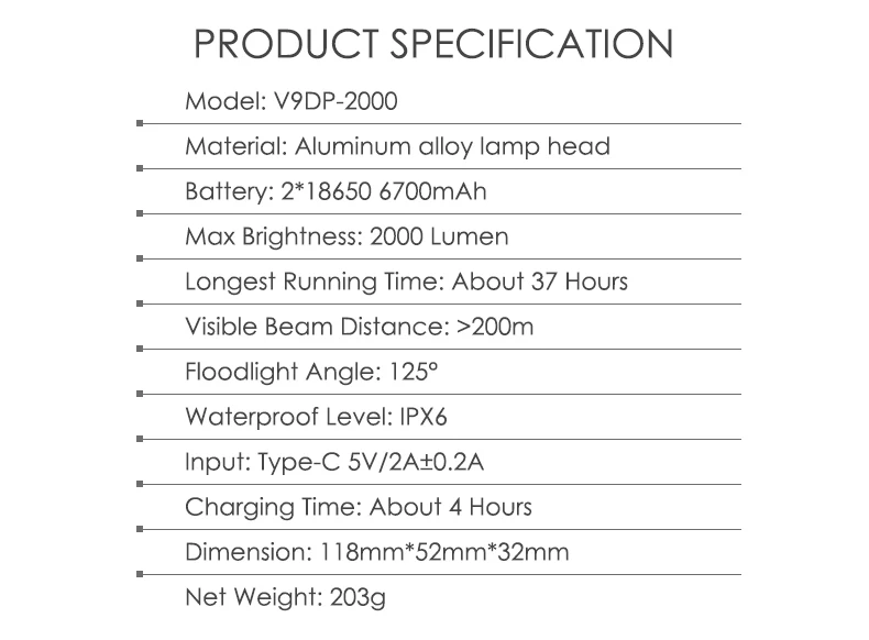 Gaciron V9DP-2000 Off-road 2000 Lumen LED Ultra Bright Light Lamp Power Bank Functional Type-c Rechargeable Bicycle Accessories