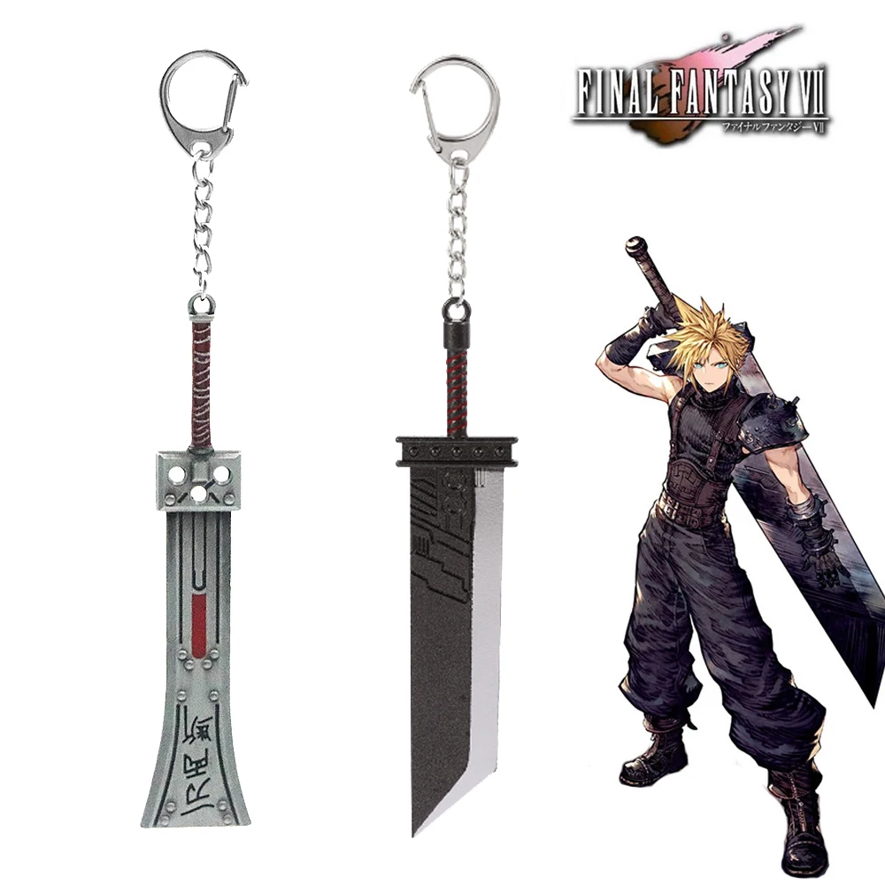 Cloud Strife Buster Sword Keychain Game Final Fantasy Remake Zack Fair Weapon Sword Keychain