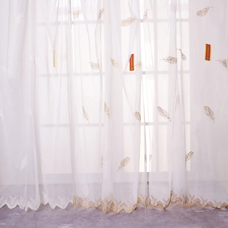 Производитель ткани shaoxing textile market supply custom leaf design вышивка занавески чистая ткань
