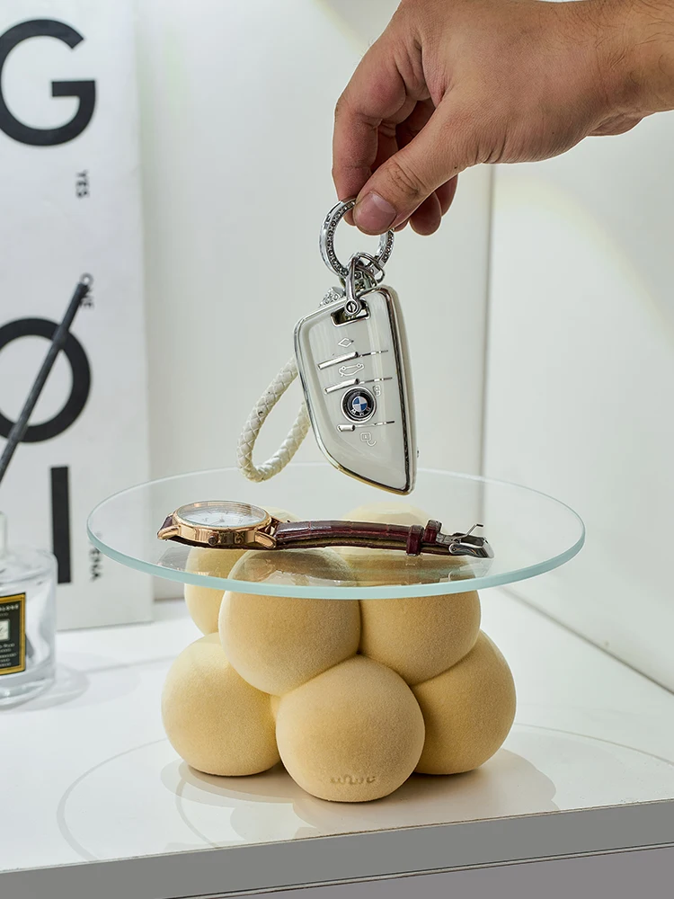 Creative Entryway Storage Tray Light Luxury Ornaments Senior Sense Bedroom Dresser Jewelry Desktop Soft Decorative Shelf