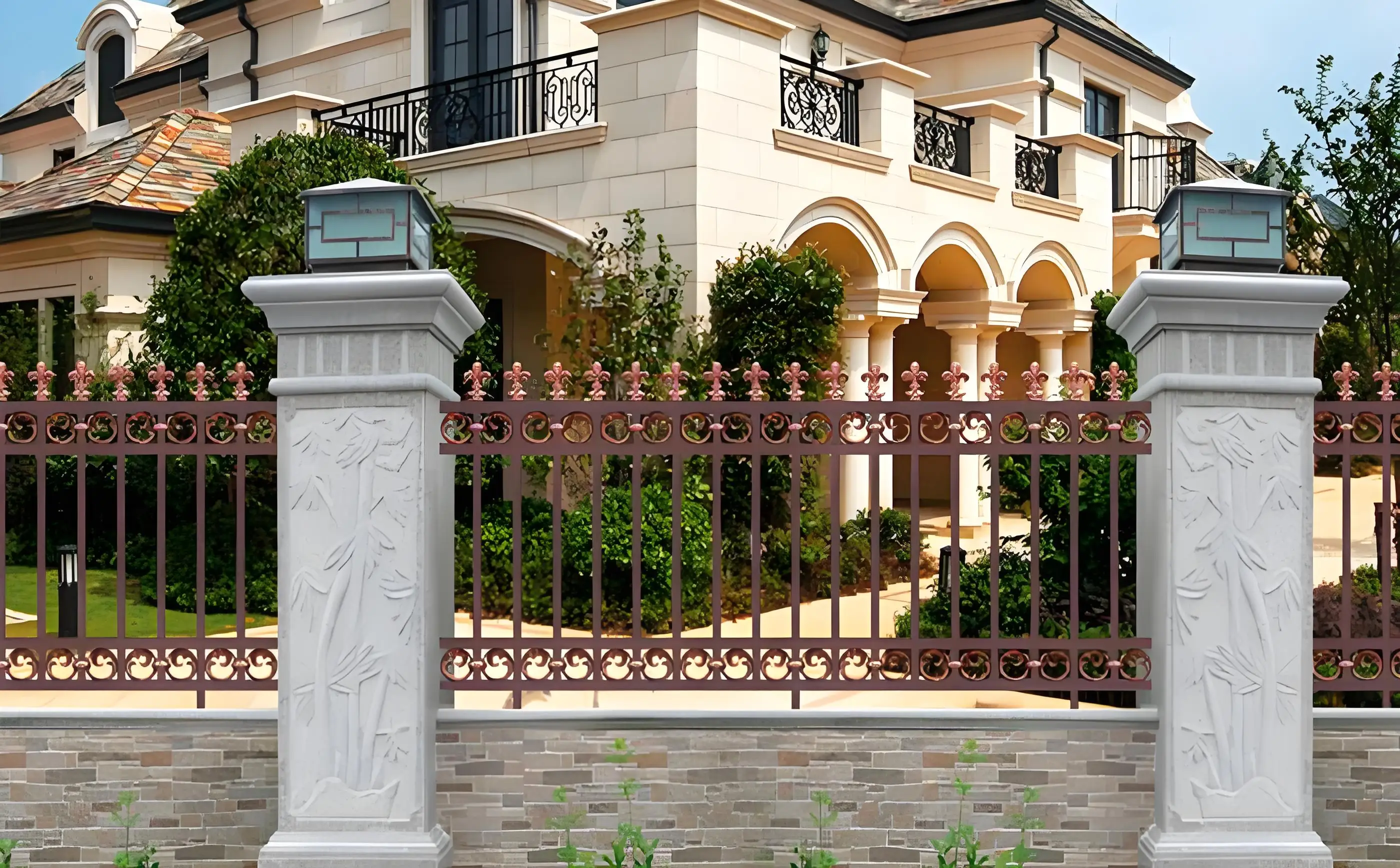 High Quality Custom Aluminum Fence Fencing Trellis & Gates Modern style Garden outdoor exterior Guardrail Black White Color