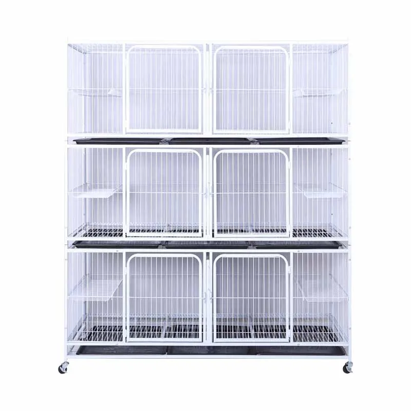 Wholesale 3-storey 6-door breeding square-tube steel wire dog cage cat cage animal cage