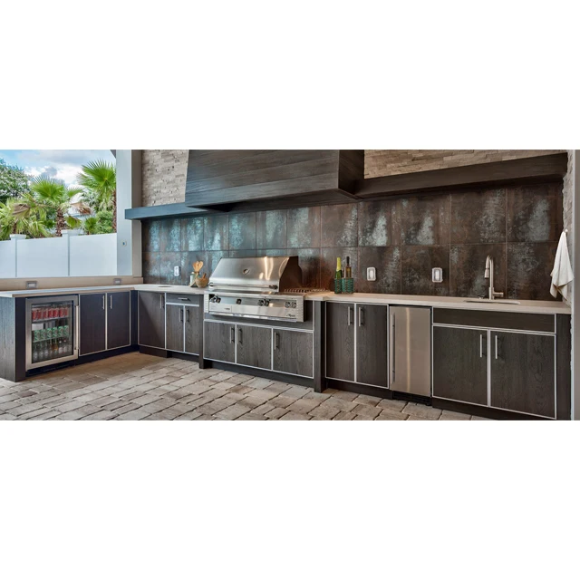 Современные алюминиевые кухонные шкафы с тропическим дизайном