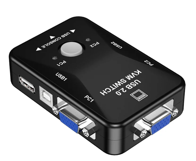 2 порта USB 2,0 KVM переключатель 1920*1440 VGA переключатель Spliter Box с двумя кабелями для клавиатуры мыши монитора компьютера