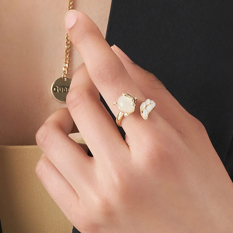 Drop Shipping Light Luxury Open Ring Female Design Fashion Index Finger Ring Adjustable Cute Little Fox Ring