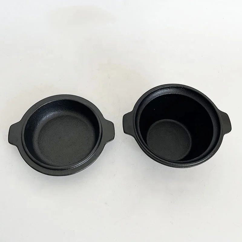 Wholesale 12cm Small Cast Iron Dual Purpose Soup Pot Dutch Oven Casserole with Cast Iron Fry Pan Lid Cooking Pot