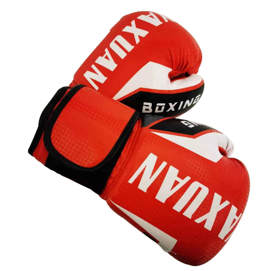 
High quality professional leather red kick boxing gloves with customized logo 