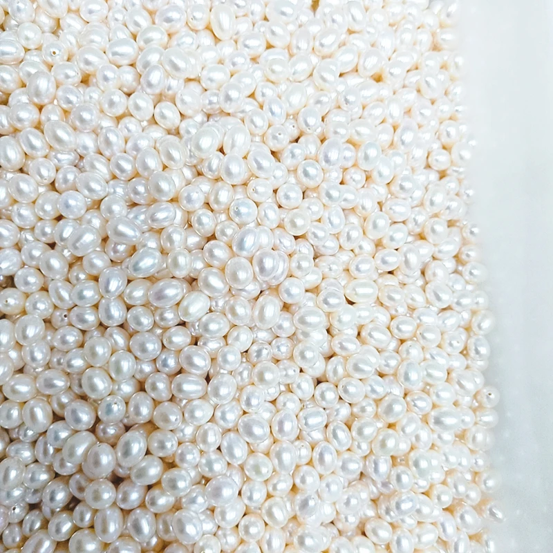 Wholesale 8mm AAA White Fresh Water Baroque Pearl Beads Half Hole Natural Rice Pearl