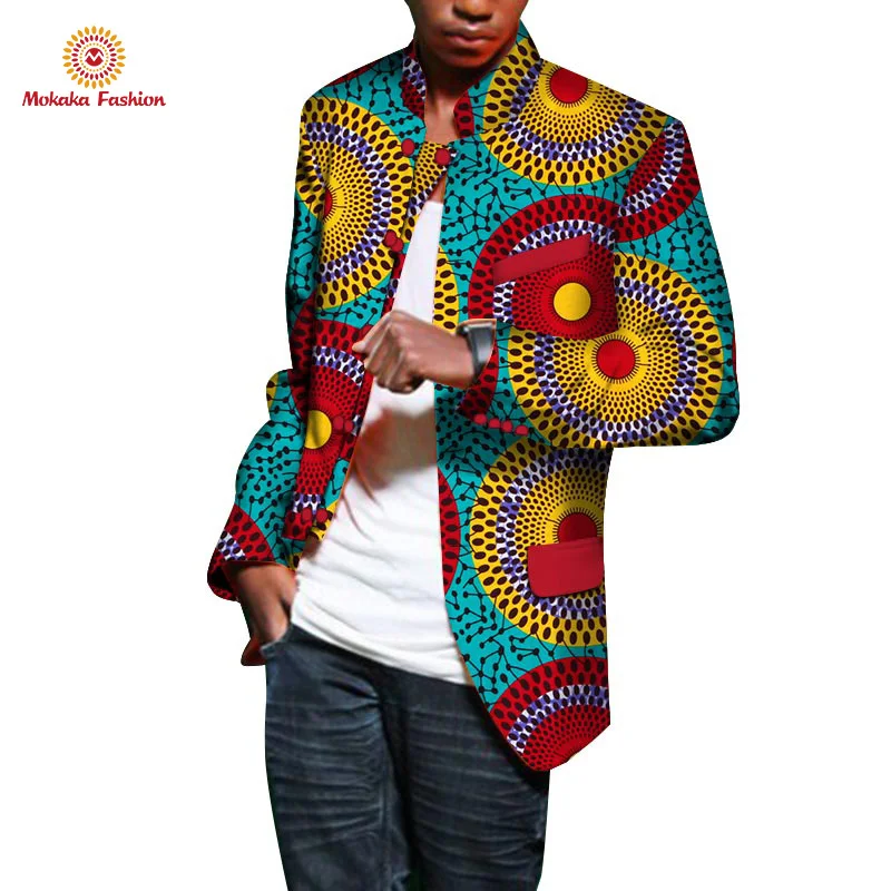 Hot Selling Luxury African Men Colors Printed Slim Long Sleeve Turn Down Collar Shirts