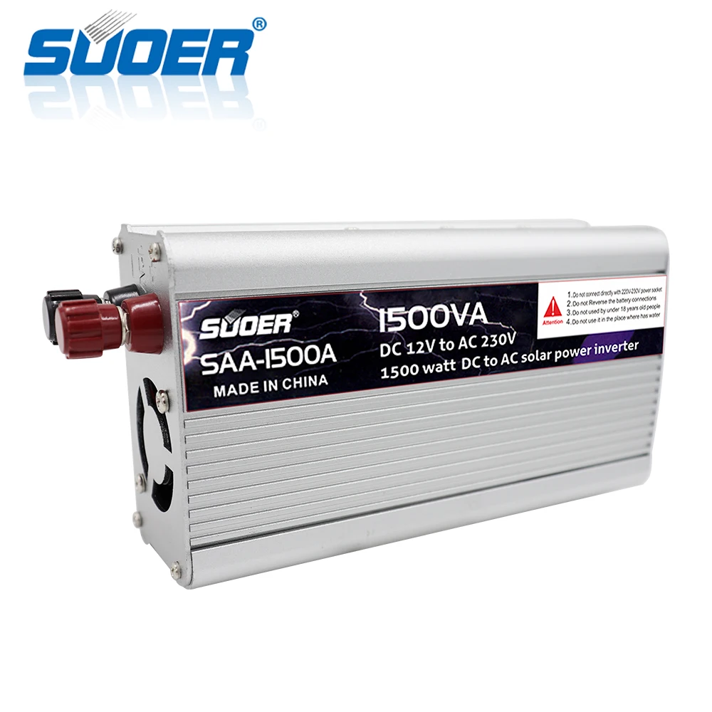 Suoer 12 Volt 230 Volt 1.5KVA Portable Off-grid modified sine wave Power Inverter  for Home Use
