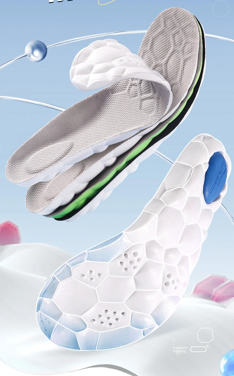 High elastic sweat shock absorbing insoles zoom air cushion breathable soft comfortable air vent anti slip anti sprain shoe pads