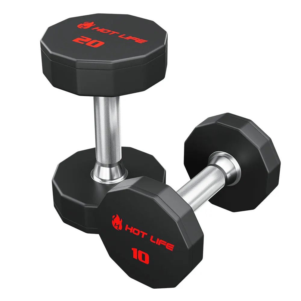 Bodybuilding Commercial lb kg Black PU Urethane Dumbbells Factory Price
