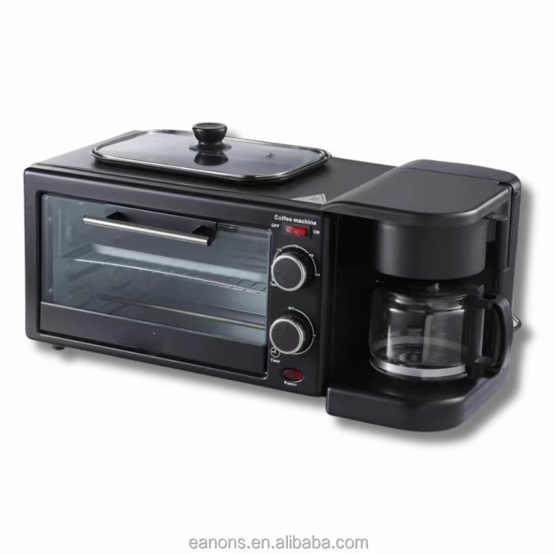 Mini Electric Toaster Oven Coffee Frying Pan Baking Machine 3 In 1 Multifunction Breakfast Maker