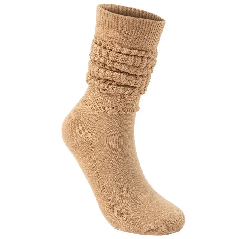 LOW MOQ Thick Terry Slouch Socks Custom Color Fashion Knee High Stacked Socks for Women
