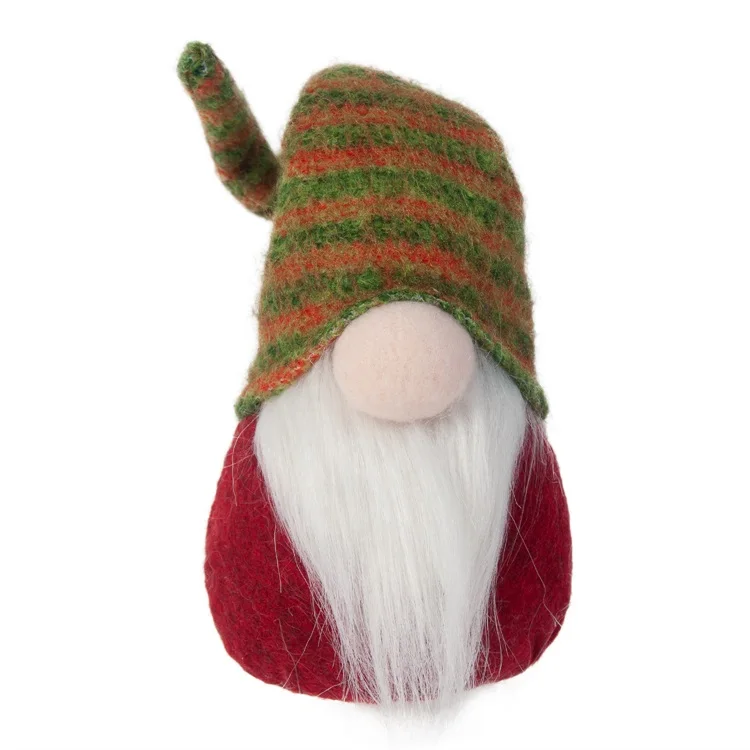 
Hot Sale Handmade Fabric Material Plush Elf Knit Green Hat Christmas Gnome Decor 