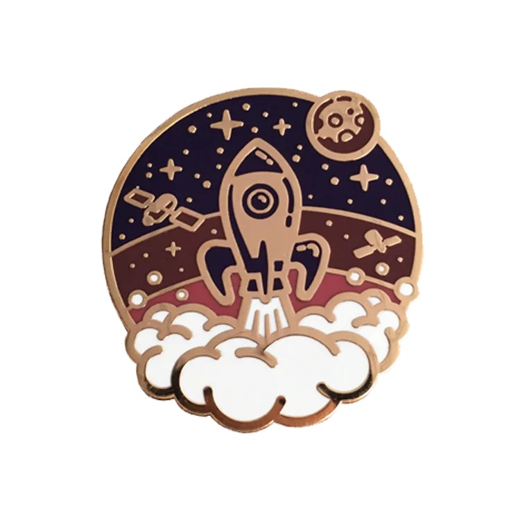 Жесткая эмалированная заколка для лацканов, розовое золото