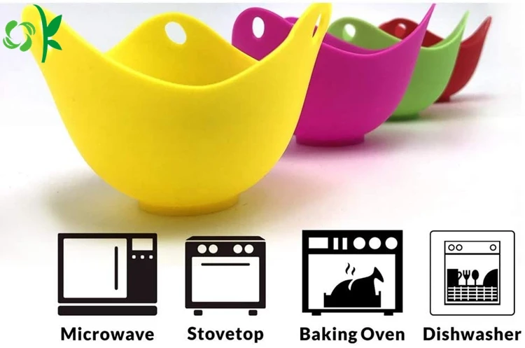 OKSILICONE Egg Poaching Cups Reusable Egg Boiled Microwave Safe Kitchen Tool Non Stick Silicone 1 Pcs/opp Bag or Customized