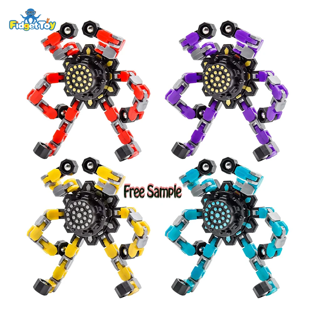 AF Fast Delivery 3 Pack Transformable Fingertip Gyro Fidget Spinner Anti Stress Relief Deformation Gyro Chain Spinner for Kids