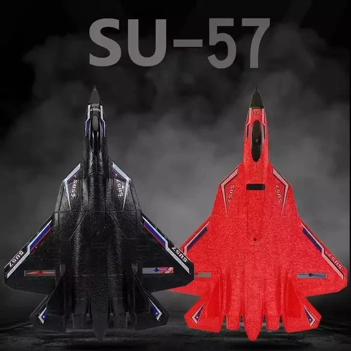 SU57 Model Warplane Flugzeug Radio controlled Airplane Unbreakable Hand Throwing Fixed Wing Foam Glider RC plane With Light